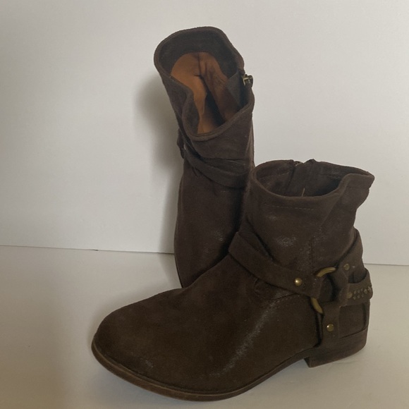 FRYE Kids Youth Sz. 3 Harness Brown Boots Side Zip Shoes Low Top.Good condition. - Picture 6 of 16